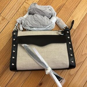 Rebecca Minkoff MAB Crossbody w/ Studs new - black, silver hw, cotton twill
